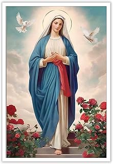 Vintage Virgin Mary Poster Virgin Mary Religious Canvas Wall Art Modern Jesus Christ Religious Belief Prints Painting For Living Room Bedroom Office Wall Decor 12x16in Unframed
