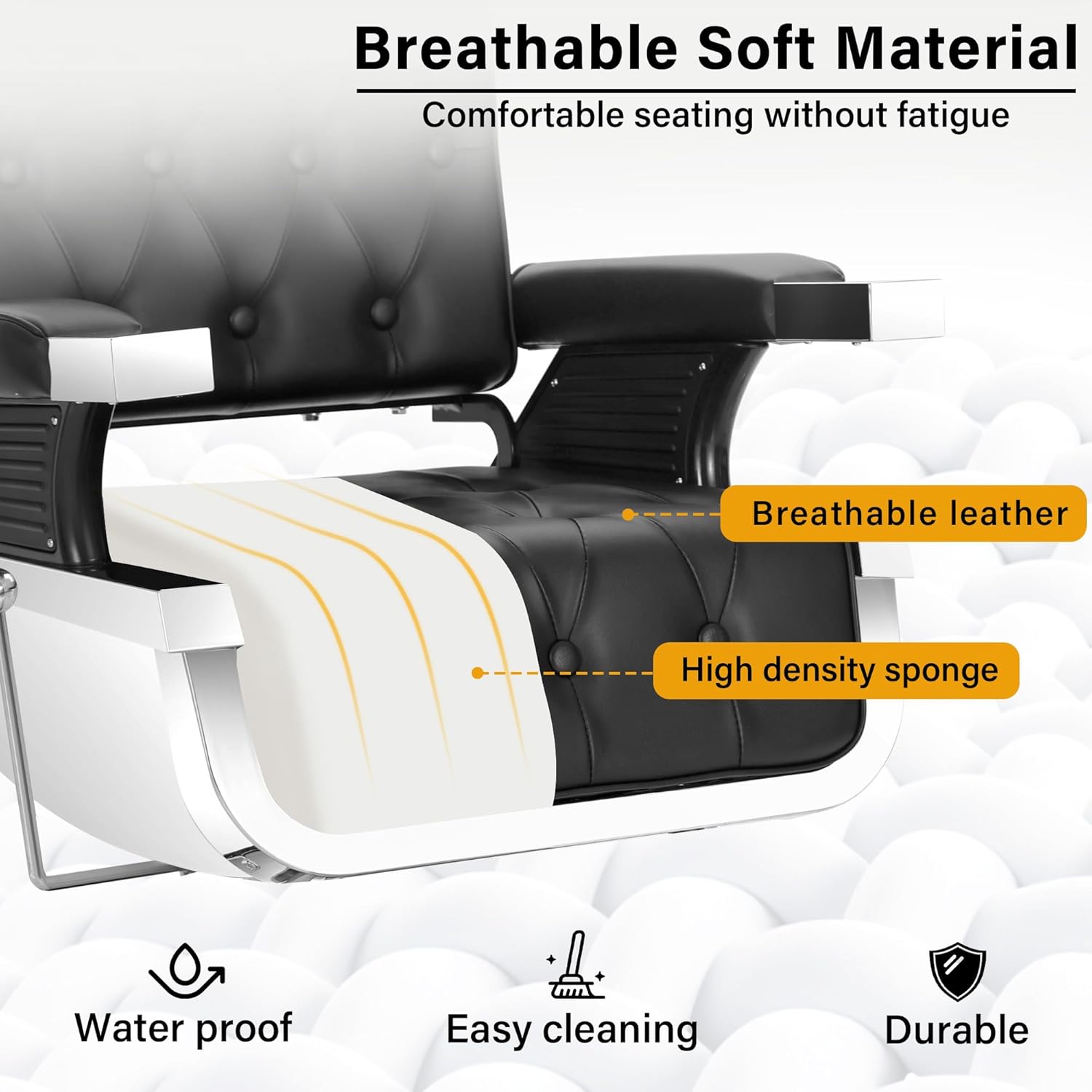 Heavy Duty Barber Chairs for Barbershop, Vintage Reclining Barbershop Chair, 360° Swivel Professional All Purpose Salon Hair Stylist Beauty Spa Shampoo Home Equipment with Removable Headrest, Black