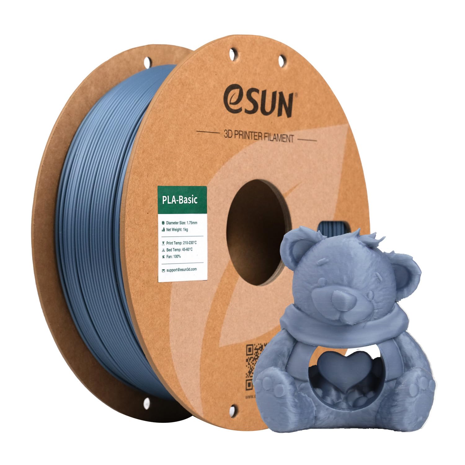 eSUN PLA Basic Filament 1.75mm, 1KG Spool (2.2 LBS) High Speed Printing 3D Printer PLA Filament,Designed for Fast Printing, Grey
