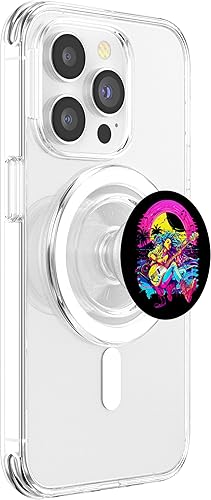 Miniatura 3 de Retro 80's 90's streetwear synthwave Guitar lady Guitarist PopSockets MagSafe PopGrip for iPhone