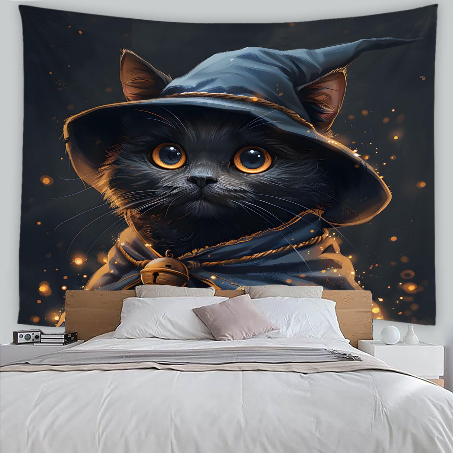 Amazon.com: UOZXOML Halloween Tapestry Spooky Cute Black Cat with