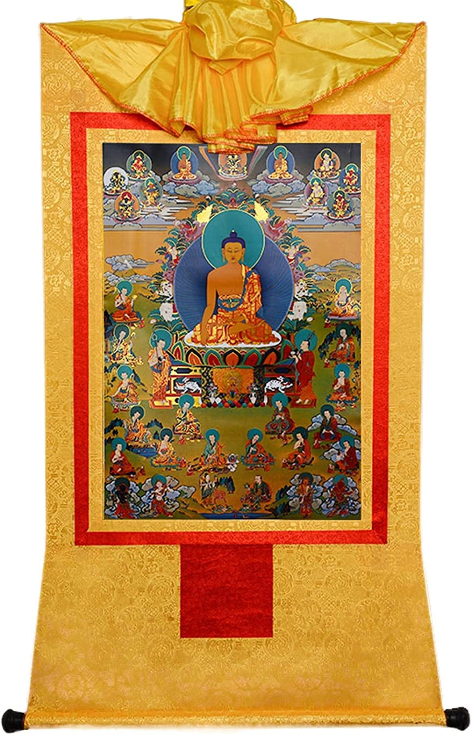 Cnfhfry Onecolor Vintage Tapestry, Shakyamuni Tibetan Thangka Tapestry Embroidery Painting Handmade Buddhist Brocade