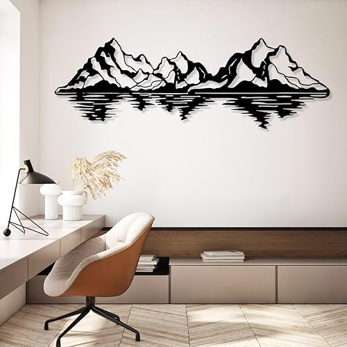 Miniatura 3 de Arte de pared de montaña de metal, decoración de pared de montaña, paisaje montañas, lago, arte de pared de naturaleza metálica, decoración de pared