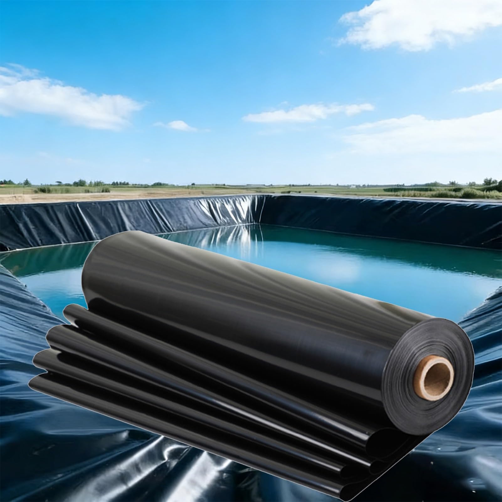 Revêtement de bassin 10 x 10 m membrane noire robuste projets d'eau extérieurs