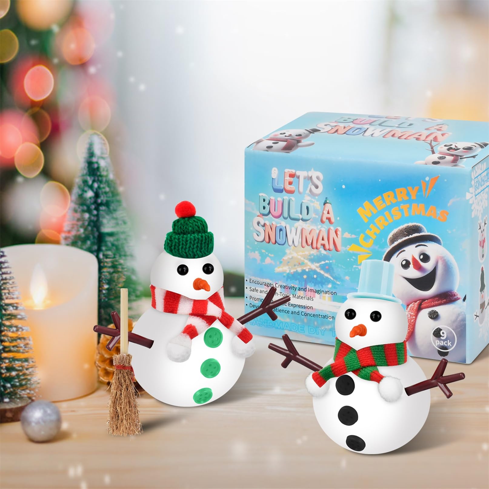 Stocking Stuffers for Kids Teen Boys Girls - 9 Pack Build Snowman Kit Christmas Crafts Gifts for Kids Creative Air Dry Modeling Clay Xmas Gift Birthday Gifts