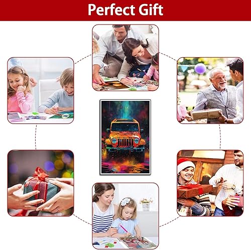 Miniatura 7 de Kits de arte de diamantes Cyberpunk naranja retro para principiantes, kits de pintura de diamantes con temática de automóvil para adultos, pintura