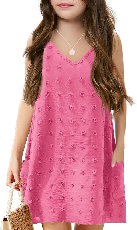 Batermoon Girls Swim Cover Up Swiss Polka Dot Summer Beach Dress
