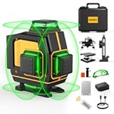 Laser Level 360 Self Leveling, SAVSEC Rechargeable (Up to 37H) 4D Lazer Leveler Tool Kit, 16 Lines Green Leveler Tool Rechargeable/Stepless Dimming/Remote Control/Switchable for Home & Outdoor