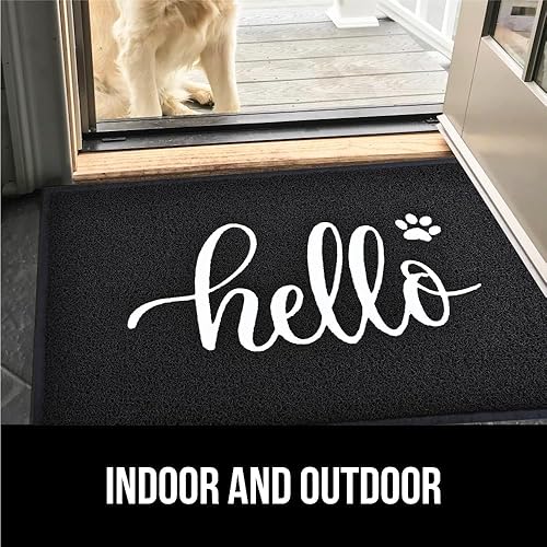 Miniatura 6 de T.HENV Tapete para puerta de entrada exterior, impermeable, para interiores y exteriores, con texto en inglés Hello Welcome, divertido y lindo