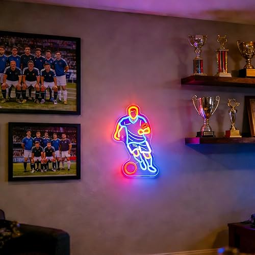Miniatura 14 de Luz de neón retro de béisbol en azul eléctrico y rosa, vibrante decoración de pared LED para sala de juegos, dormitorio de TikTok y bar, regalo Azul