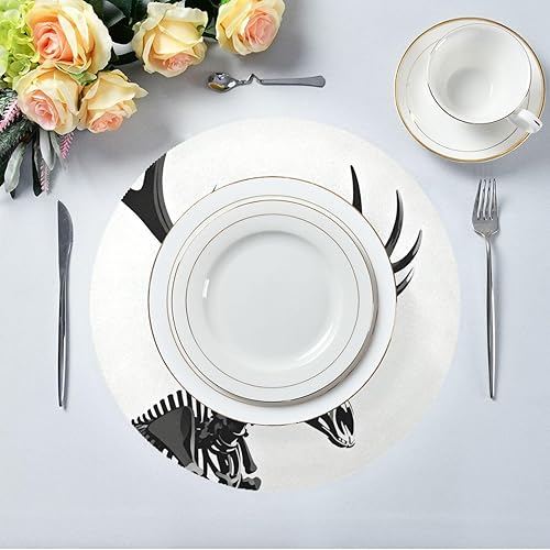 Miniatura 4 de Deer Skull Rattan Round placemats Non Slip Waterproof placemat individuales para mesa de comedor 15.4x15.4in Set of 6
