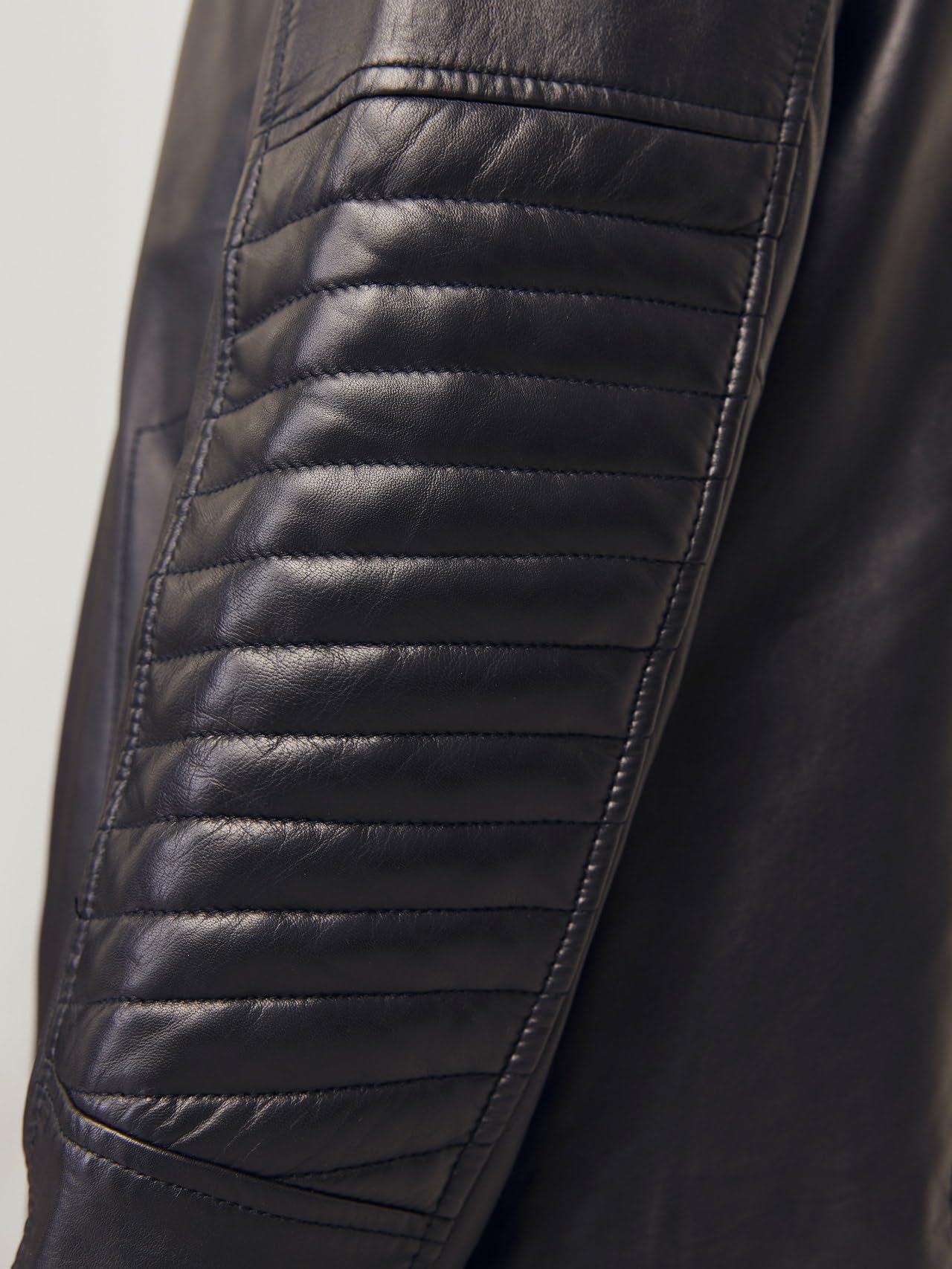 JACK & JONES Jjeliam Lamb Noos-Krótka skórzana kurtka, czarna, XXL męska, Czarny (Black), XXL