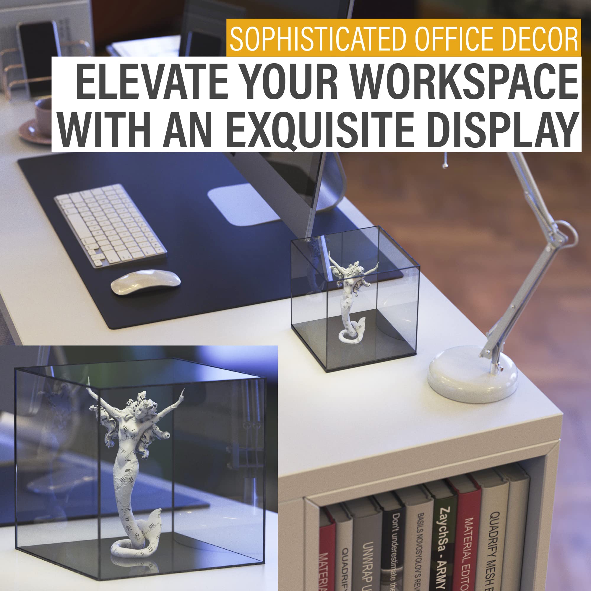 Clear Box Acrylic Display Case Black Base, Acrylic Box 8x8x8 Inch