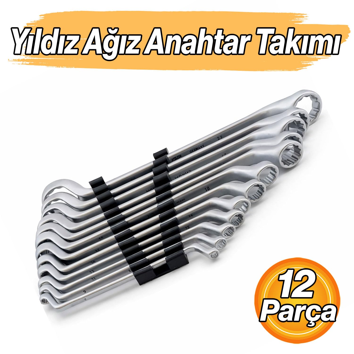 Yıldız Ağız Anahtar Takımı 12 Parça Tam Set Oto Sanayi ve Atölye Kullanımına Uygun Dayanıklı Çelik