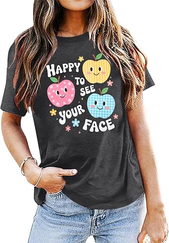 LUKYCILD Teacher Shirt Women First Day of School Shirts Progress Over Perfection Tee Casual Teacher Life Short Sleeve T-Shirt