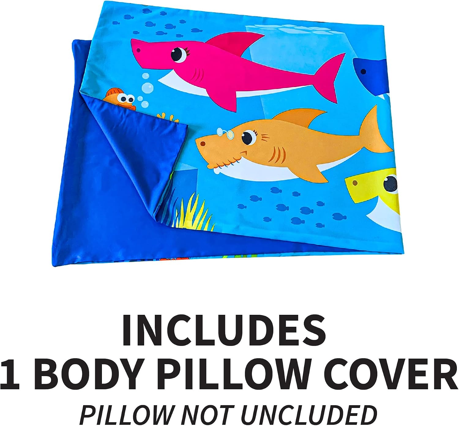 Baby Shark Decorative Body Pillow Cover - Kids Super Soft 1-Pack Bed Pillow Cover - Measures 20 Inches x 54 Inches