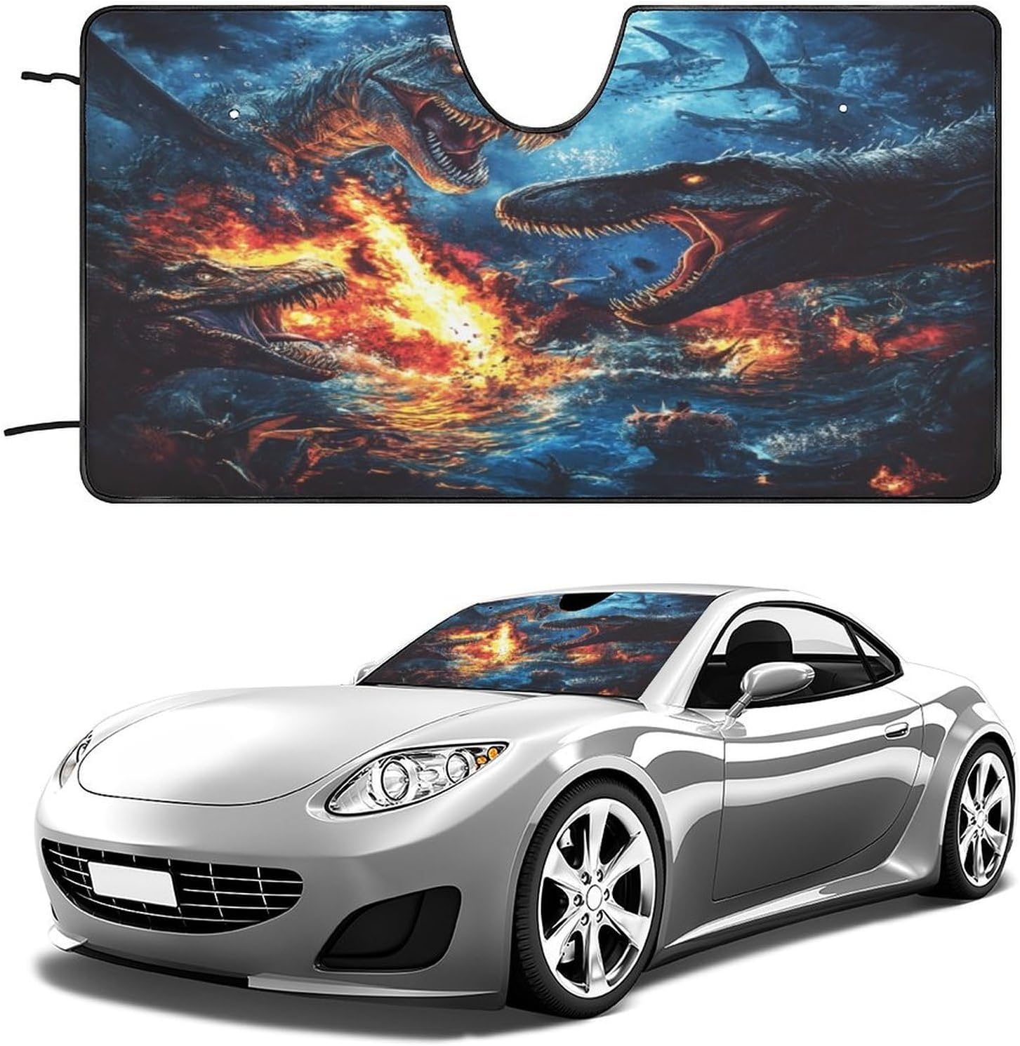 Jurassic Clash Windshield Sun Shade Foldable Windshield Cover Blocks UV Rays Car Interior Accessories