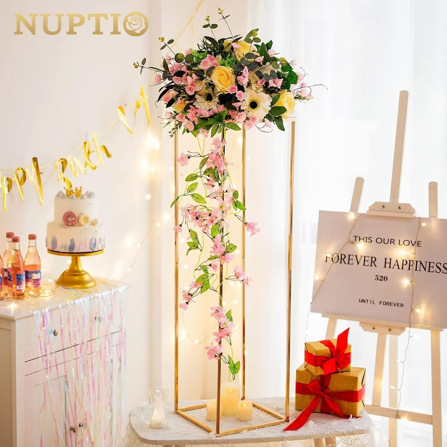 Amazon｜ゴールドの背の高い花瓶 - 2個 100センチメートル背の高い花瓶  