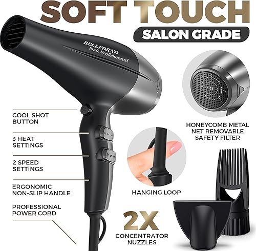 Miniatura 5 de Secador de pelo de cerámica iónica negativa de secado rápido de 2200 W Tecnología de turmalina - Secador de pelo profesional ligero y silencioso con