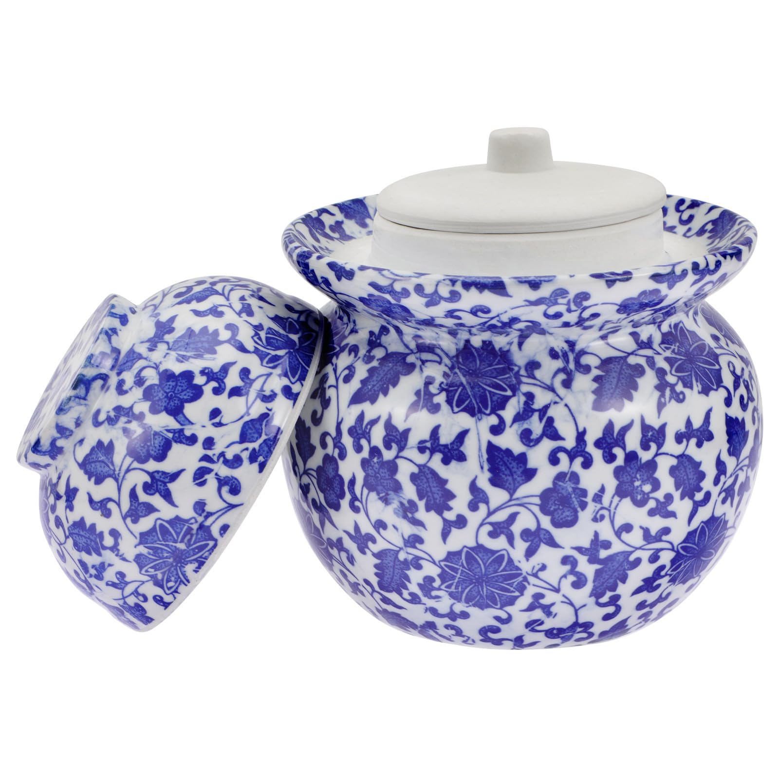 COLLBATH Barattolo e Facile da Riporre per Sottaceti in Ceramica Doppio Coperchio Vaso per Conservazione Alimentare a Tenuta Stagna, Superficie Liscia per Cucina