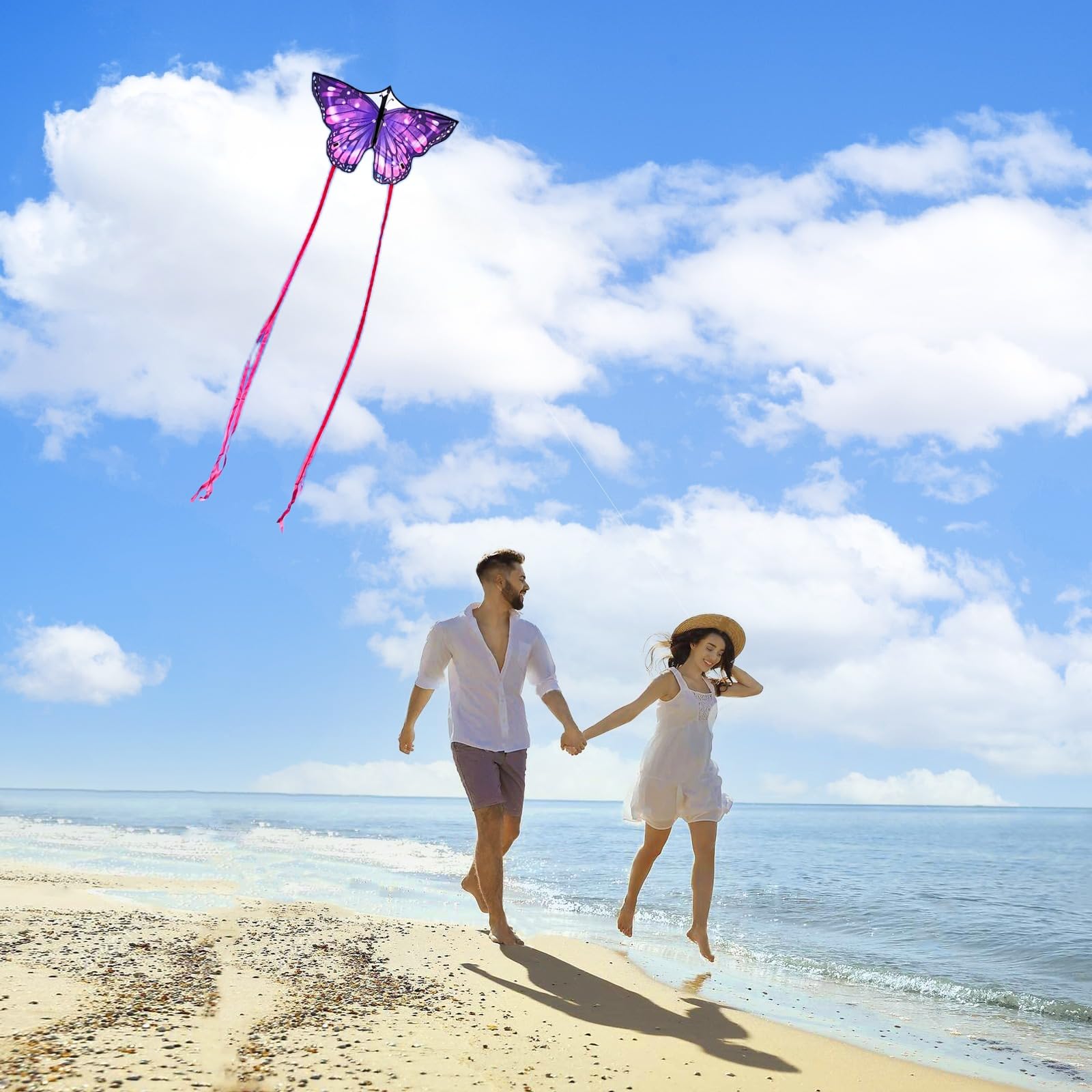 Cerf-volant Papillon Arc-en-Ciel 138x60 Cm | Pour Enfants Et Adultes | Facile à Faire Voler Avec Laisse 300 Pieds