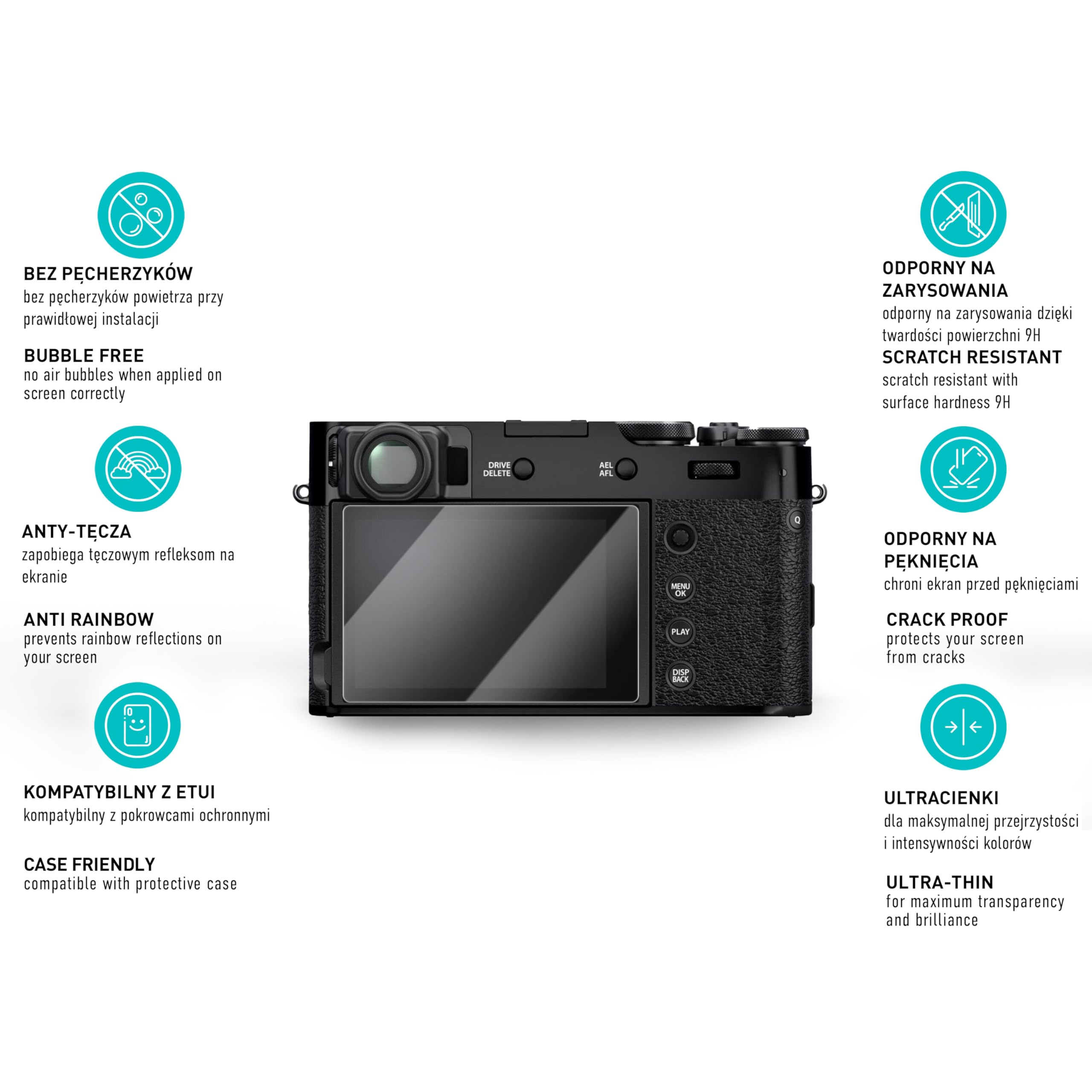 smartect Szkło Hartowane 3 Sztuki dla Fujifilm X100VI / X100V / X-T4 / X-E4 | Szklana Ochrona Ekranu HD Anti-Zarysowania, 0.3 mm Ultra-przezroczyste, Twardość 9H, Odporne na Uderzenia, Bez Pęcherzyków