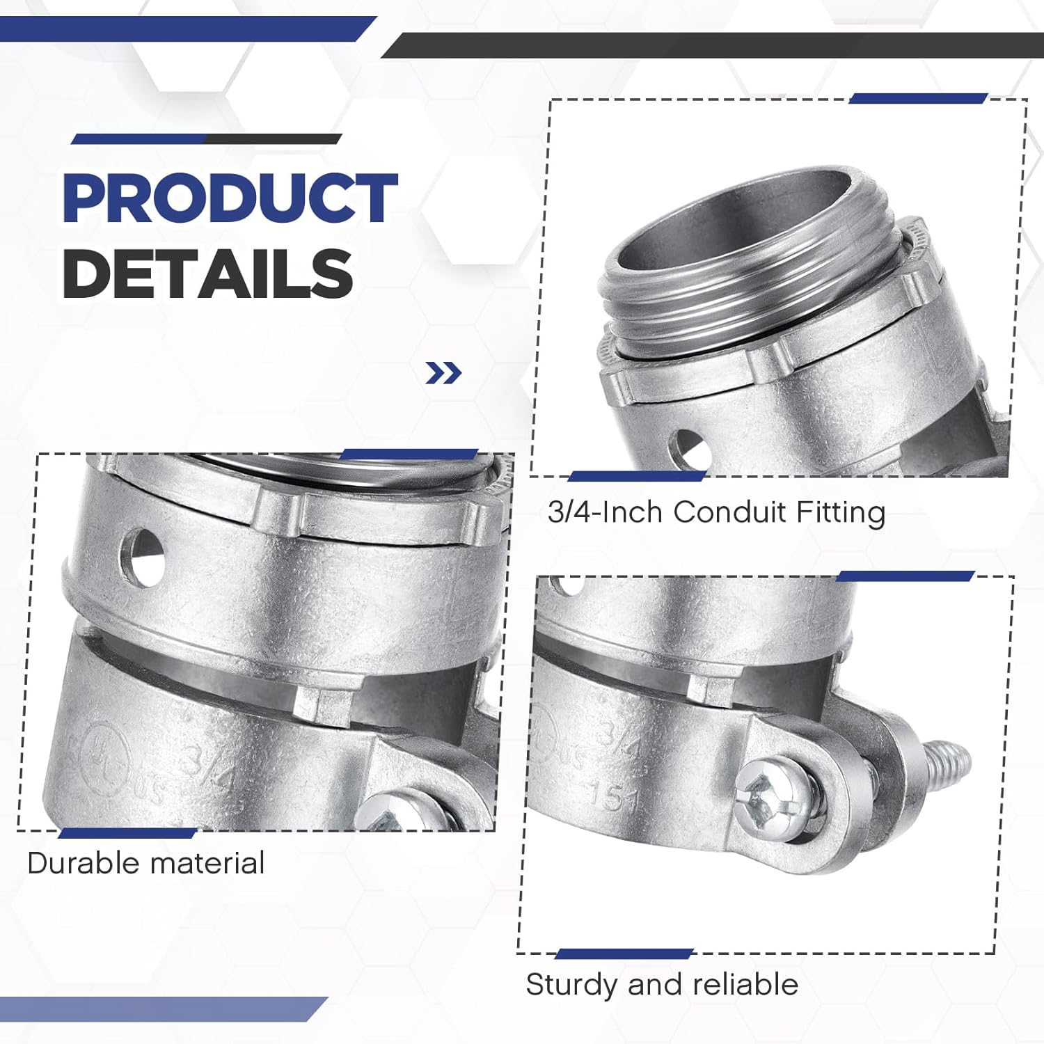 Yaocom 20 Pack 3/4-Inch Squeeze Connectors Fittings FMC Flexible Metal Conduit Squeeze Box Cable Connectors for EMT Electrical Conduit Fittings