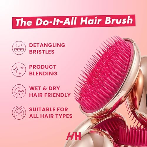 Miniatura 3 de Drop Dead Gorgeous - Cepillo de pelo dorado rosa  Para cabello húmedo y seco  Todo tipo de cabello  Cepillo de palma desenredante  Esencial de viaje