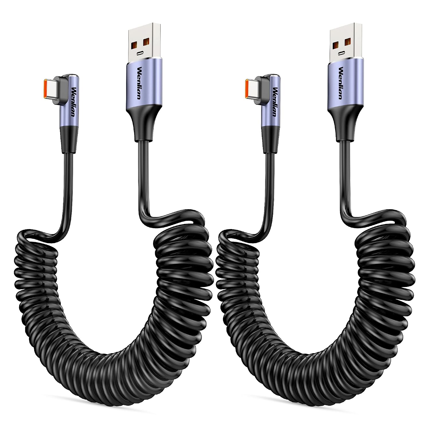 Coiled USB A to USB C Cable for Car, 2 Pack 4FT Retractable USB C Cable for Apple CarPlay & Android Auto, Fast Charging & Data Sync Cord, Compatible with iPhone 17/16/15 Series, Samsung Galaxy S25/S24