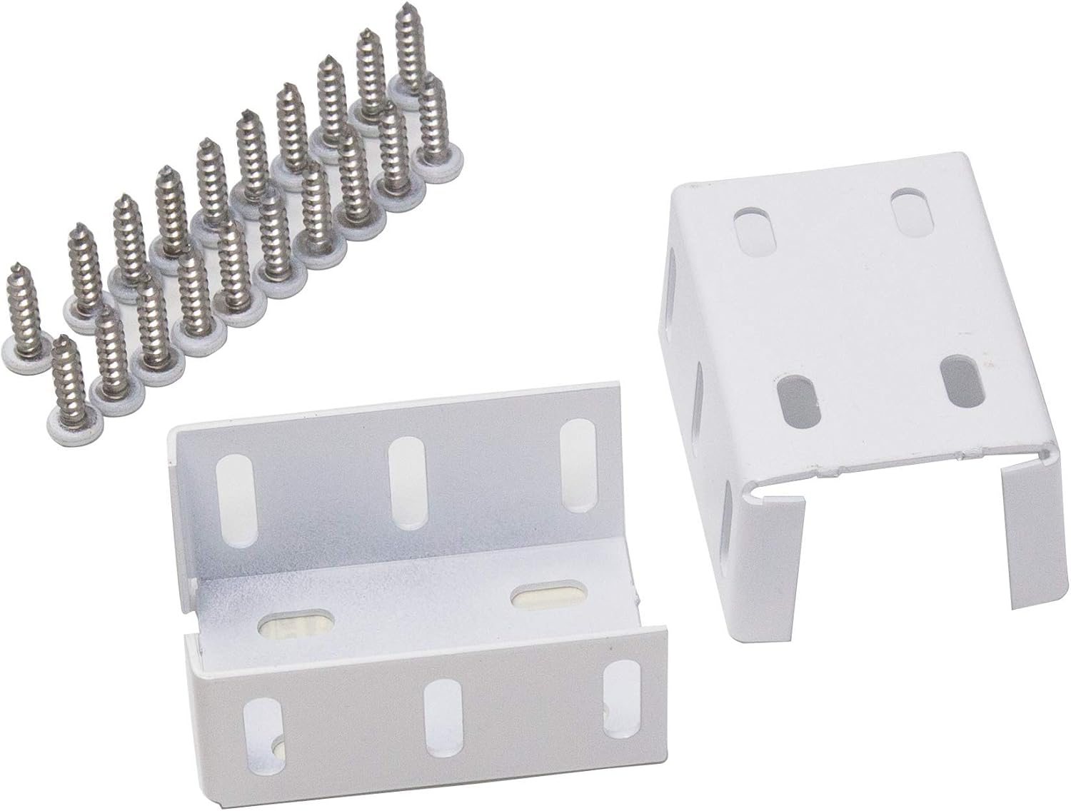Heavy Duty 2-34inch x 2inch Rail Bracket Kit (2 PCS), Rust-Proof White Aluminum Metal, Great for Your Fences, Decks, Porches and Verandas, Ideal and Sturdy Replacement for Frail Plastic Brackets