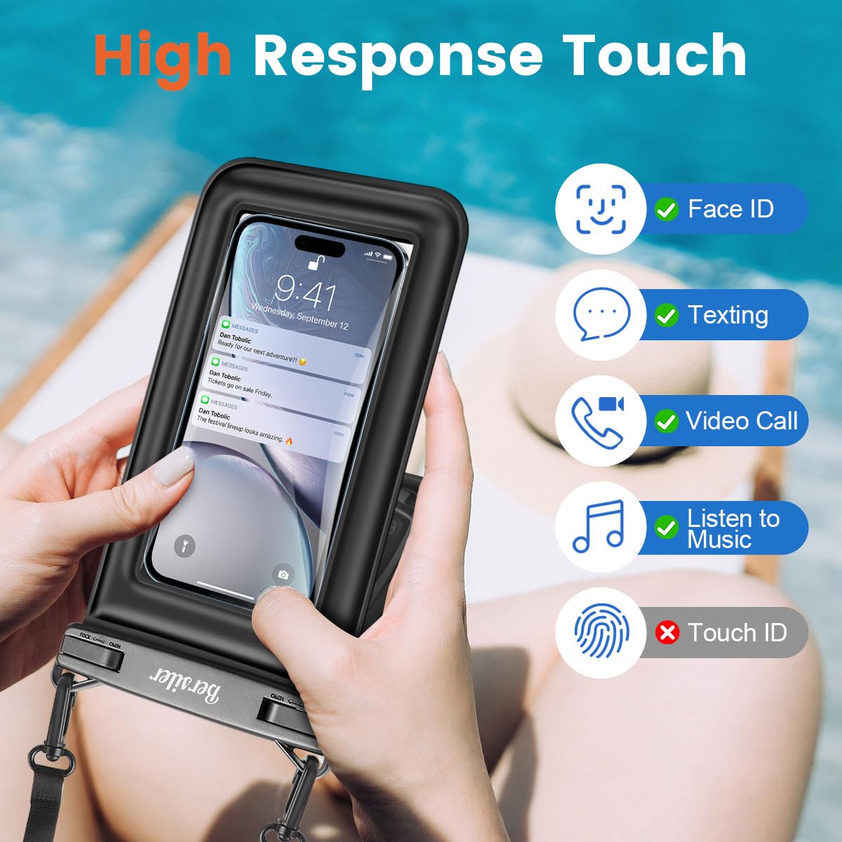 Funda flotante impermeable para teléfono (hasta 8.5 pulgadas), paquete de 2 fundas impermeables IPX8 para iPhone 17, 16, 15 Pro Max, Galaxy S26 Ultra, pantalla táctil y fotografía subacuática