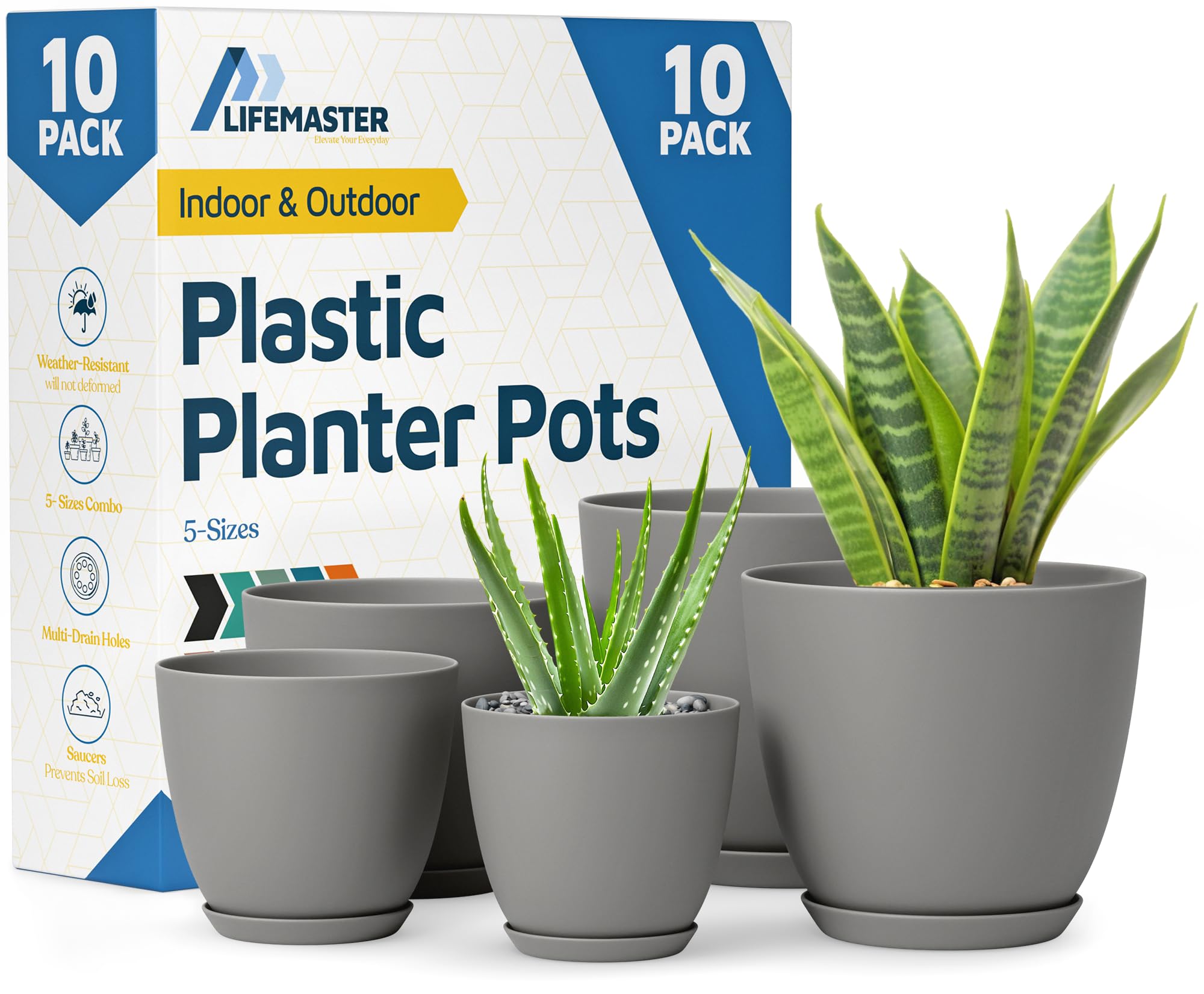 Amazon.com : Planter Pots with Drainage Holes - Lightweight ...