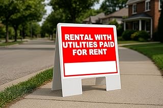Rental With Utilities Paid For Rent Write On Me Red Folding Coroplast A-Frame with Double-Sided 23in x23in