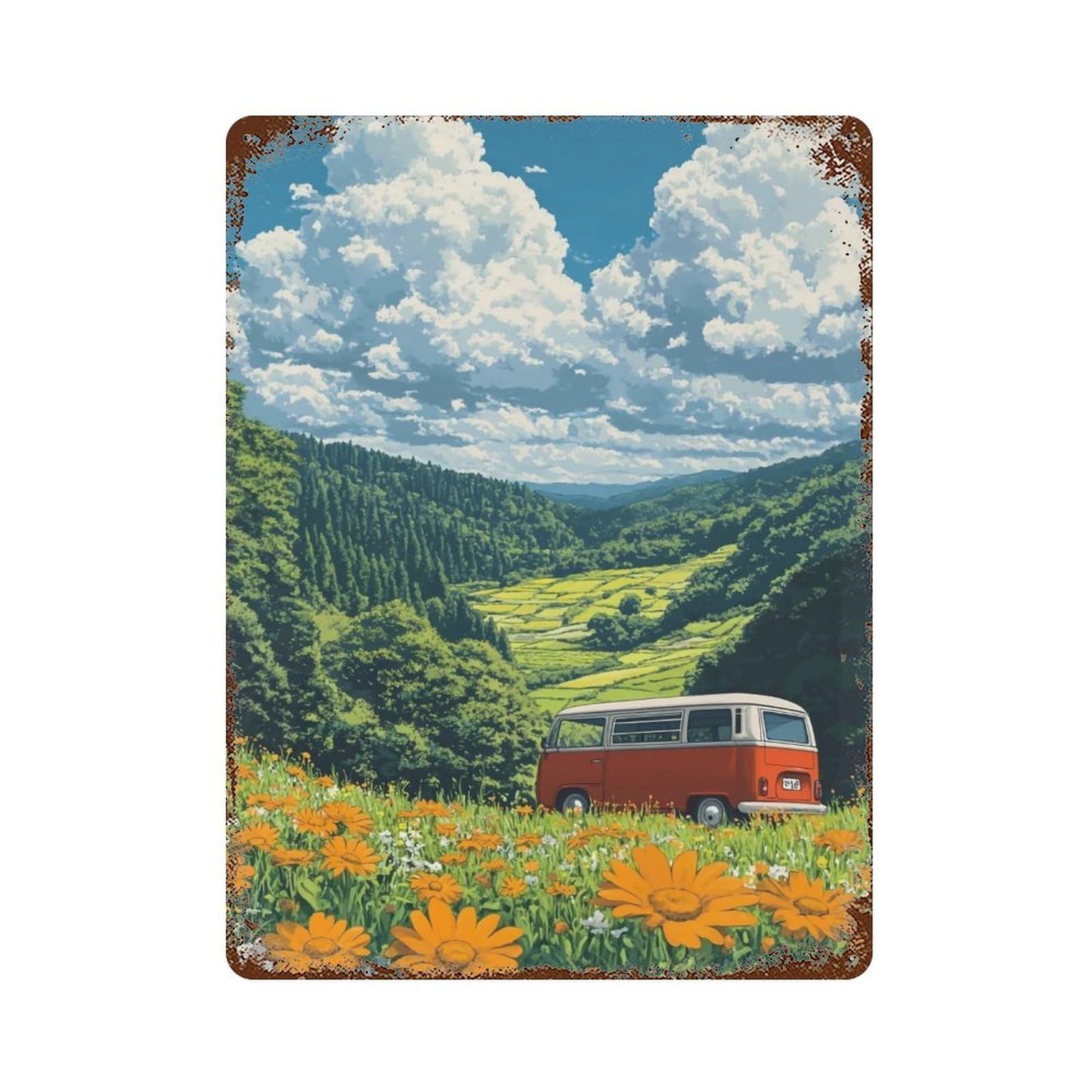 HDURYEYRYY Valley Road Trip Van 03 Wall Retro Iron Vintage Art Metal Tin Sign Poster Modern Home Cofffee Club Art Bar Shop Decor 40x30cm