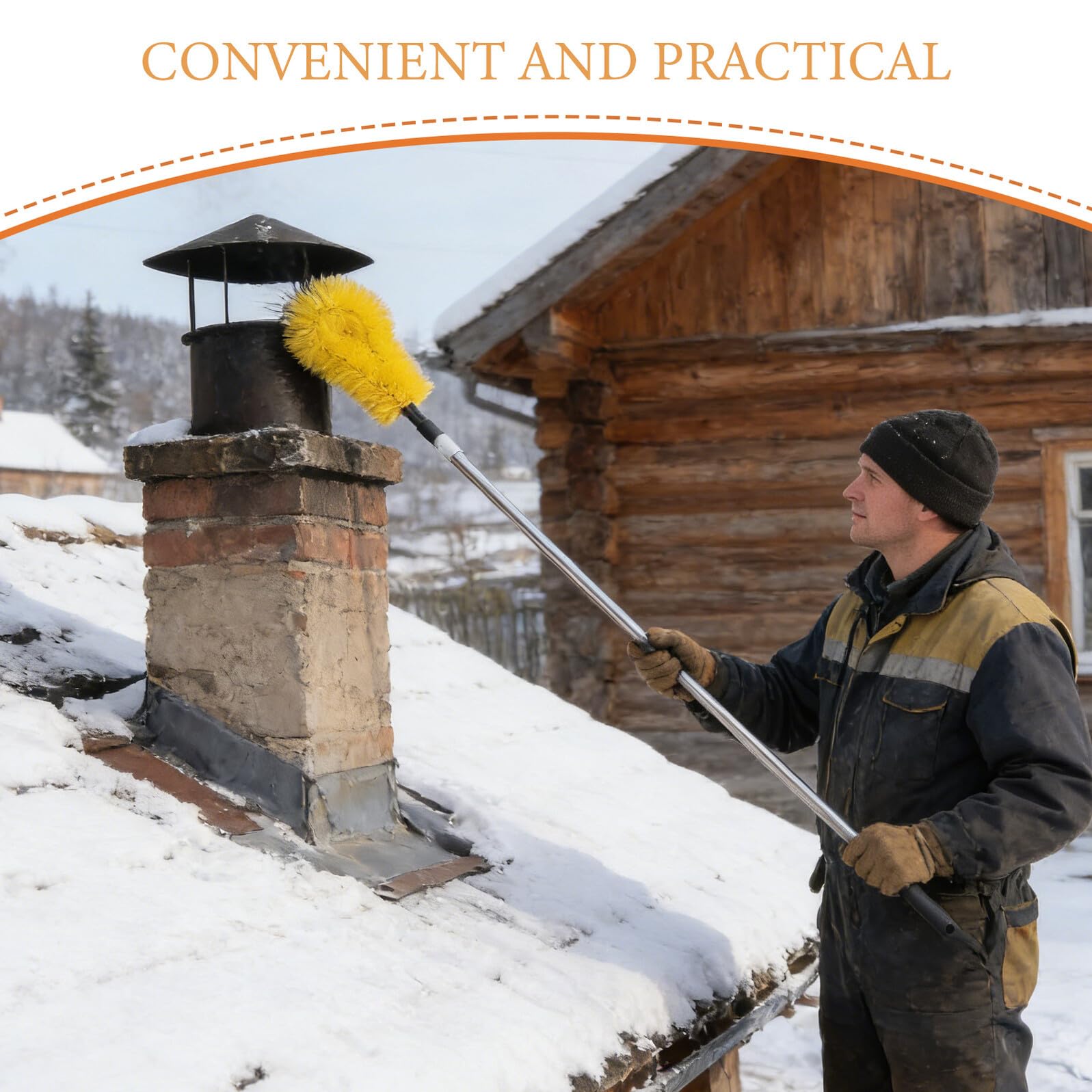 Juego de Herramientas Profesionales para Limpieza de Chimeneas y Conductos de Secadora, Cepillo Desmontable de 4 M (13 Pies) Varillas de 32 Cm, Kit para Deshollinar Estufas de Leña