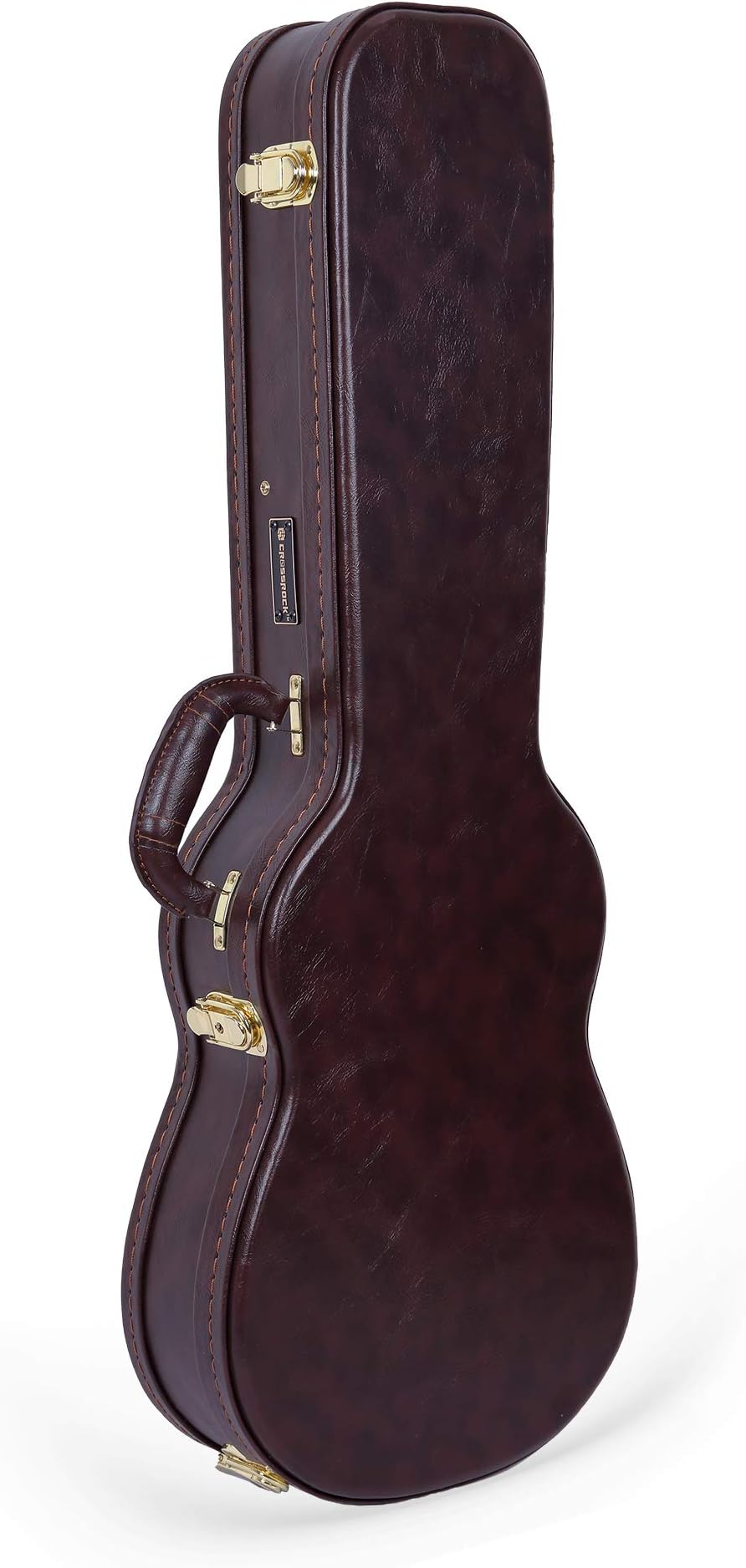 Crossrock Wooden Ukulele Case fits 30/31in Baritone Ukulele- Stainless Steel Latches, Sponge Lining, Storage Space-Vintage Brown (CRW600BUBR)