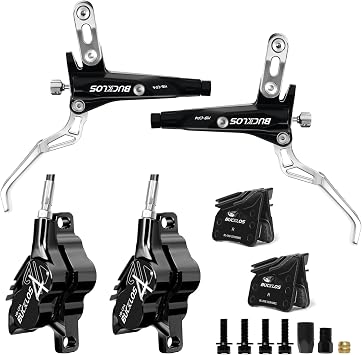 BUCKLOS MTB Hydraulic Disc Brake Set 4 Pistons Front 850mm and Rear 1550mm