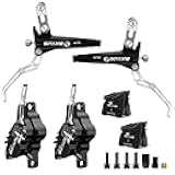 BUCKLOS MTB Hydraulic Disc Brake Set 4 Pistons Front 850mm and Rear 1550mm Hydraulic Brakes with Aluminum Alloy Lever with Caliper Ceramic Brake Pad Fit Mountain Bike,Ebike,Fat Bike HB-CP4 (Pre-Bled)