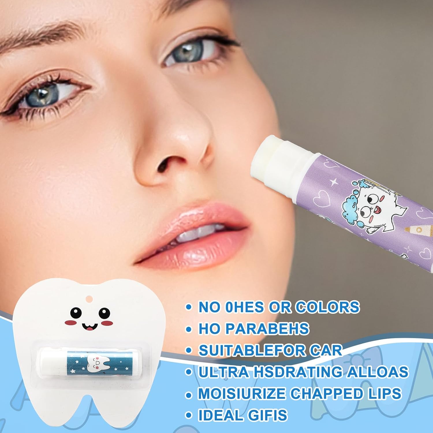 Leelosp 24 Pack Dental Assistant Appreciation Gifts Lip Balm Bulk Teeth Themed Moisturizing Lip Balms Dental Hygiene Gifts for World Oral Health Day Nurse Doctor Staff Coworkers Hospital Office