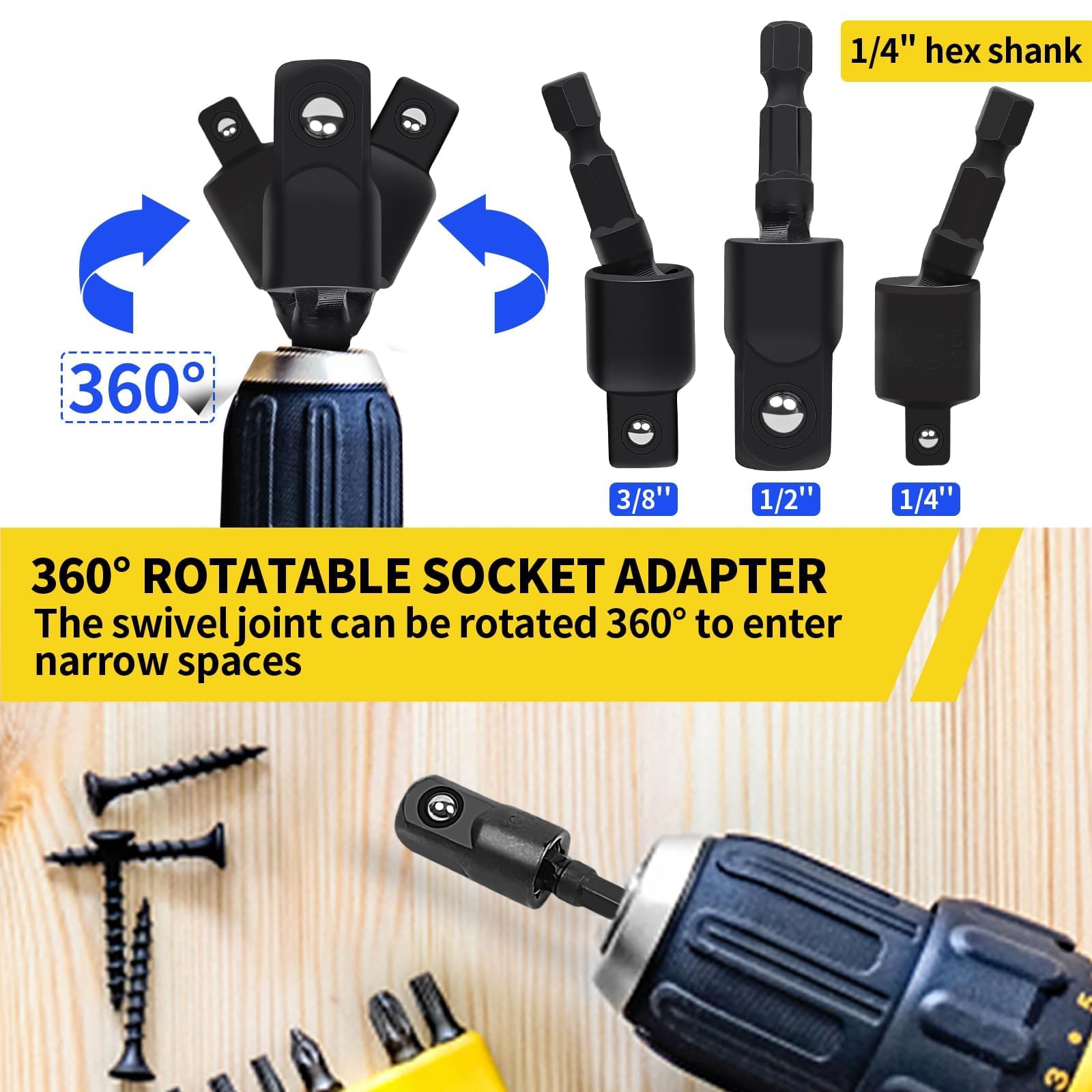Flexible Drill Bit Extension Set - Right Angle & Rotatable -6 Flexible Drill Bit Extension Set - Right Angle & Rotatable -6