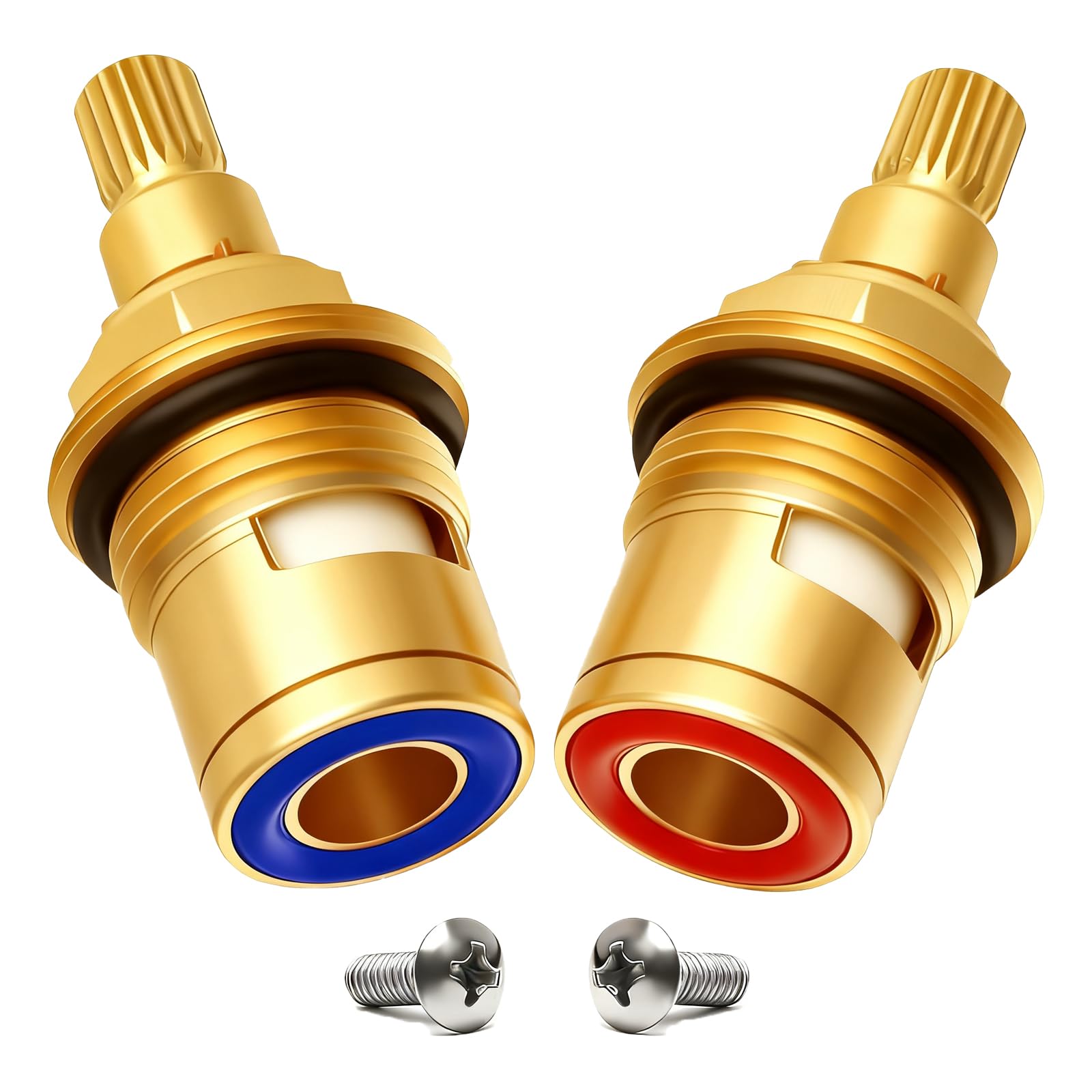 2 Pack Universal Mixer Tap Cartridge for Faucet, 1/4 Turn Brass Replacement Ceramic Tap Cartridge Tap Valve Cartridge Mixer for Shower Bathroom Taps