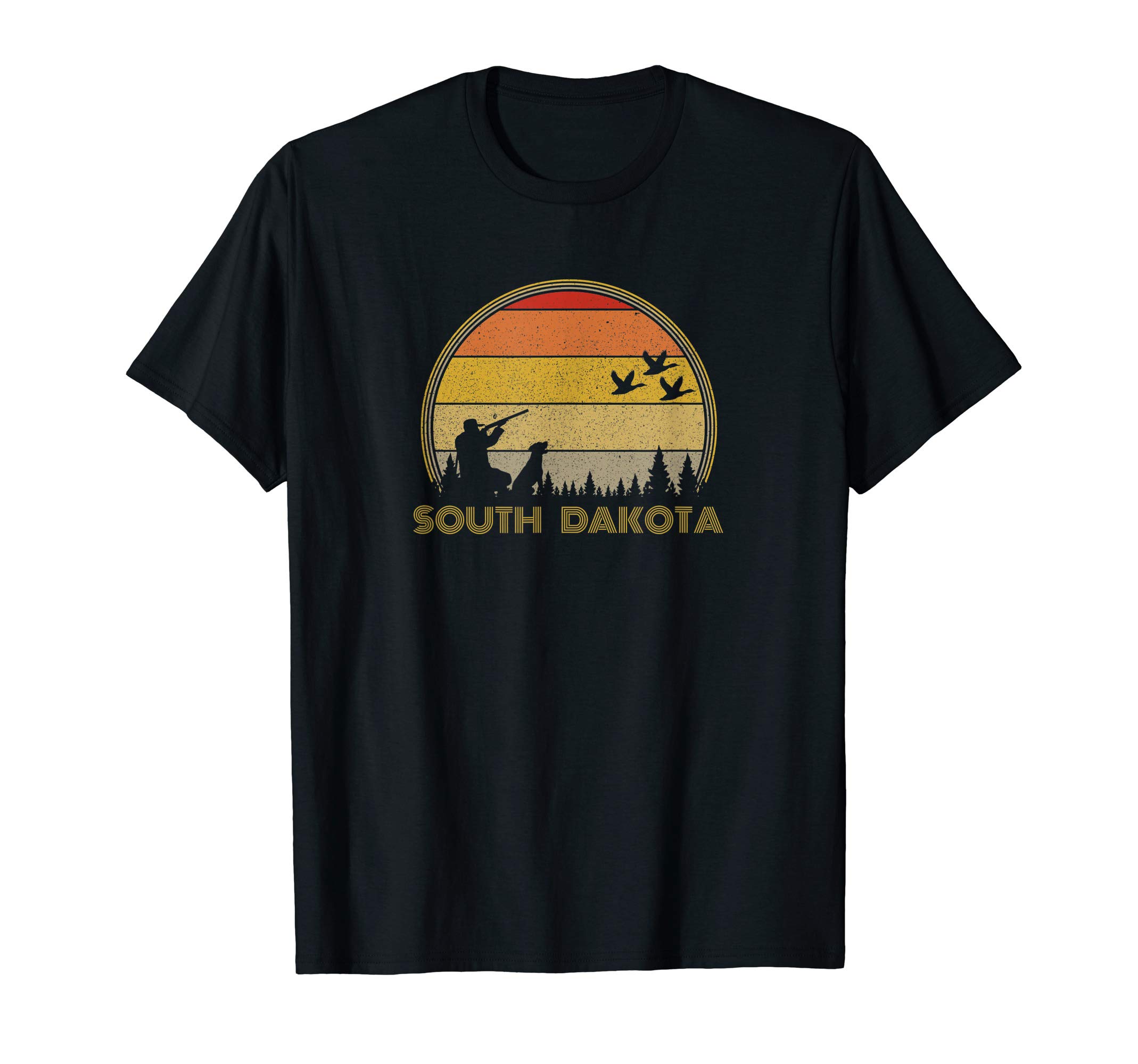 Fasanenjagd Merch Co.South Dakota Pheasant Hunter Bird Hunting Sunset Retro T-Shirt