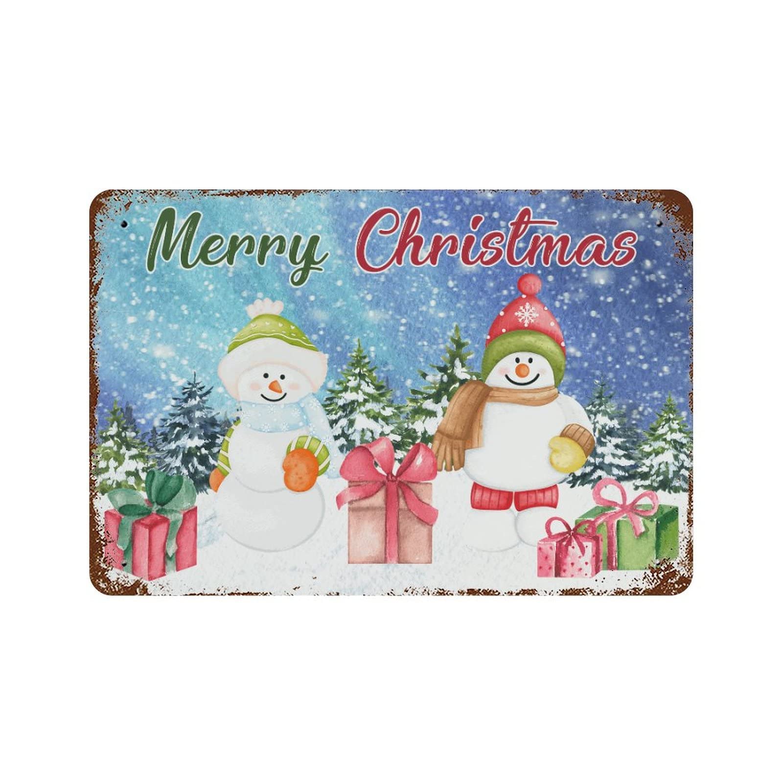 Plaque en étain de rue vintage Merry Christmas, finition métallique premium pour maison et pub