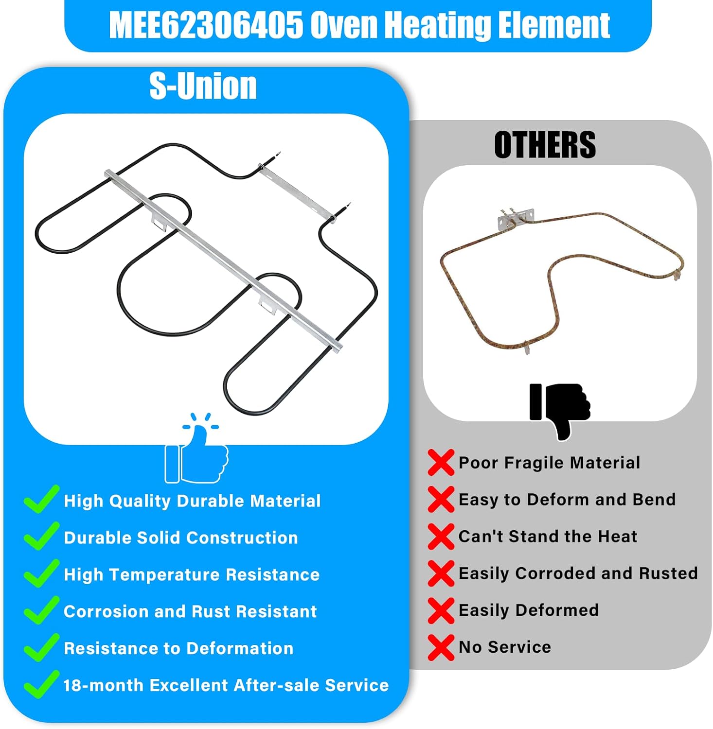 UPGRADE MEE62306405 Range Oven Bake Element Compatible with LG Range Stove Ovens Coil Parts,MEE62306405 LG Oven Heating Element Coil MEE62306401 4929206 LREL6323D LRE3021ST FC457HFB Broil Element | MEE62306405 LG Oven Heating Element