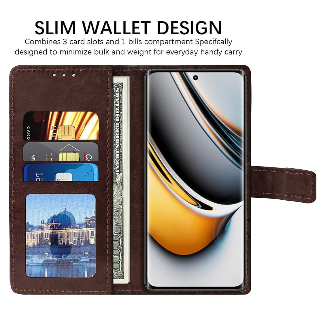 Realme 11 Pro Flip Cover - Leather Wallet Case -3