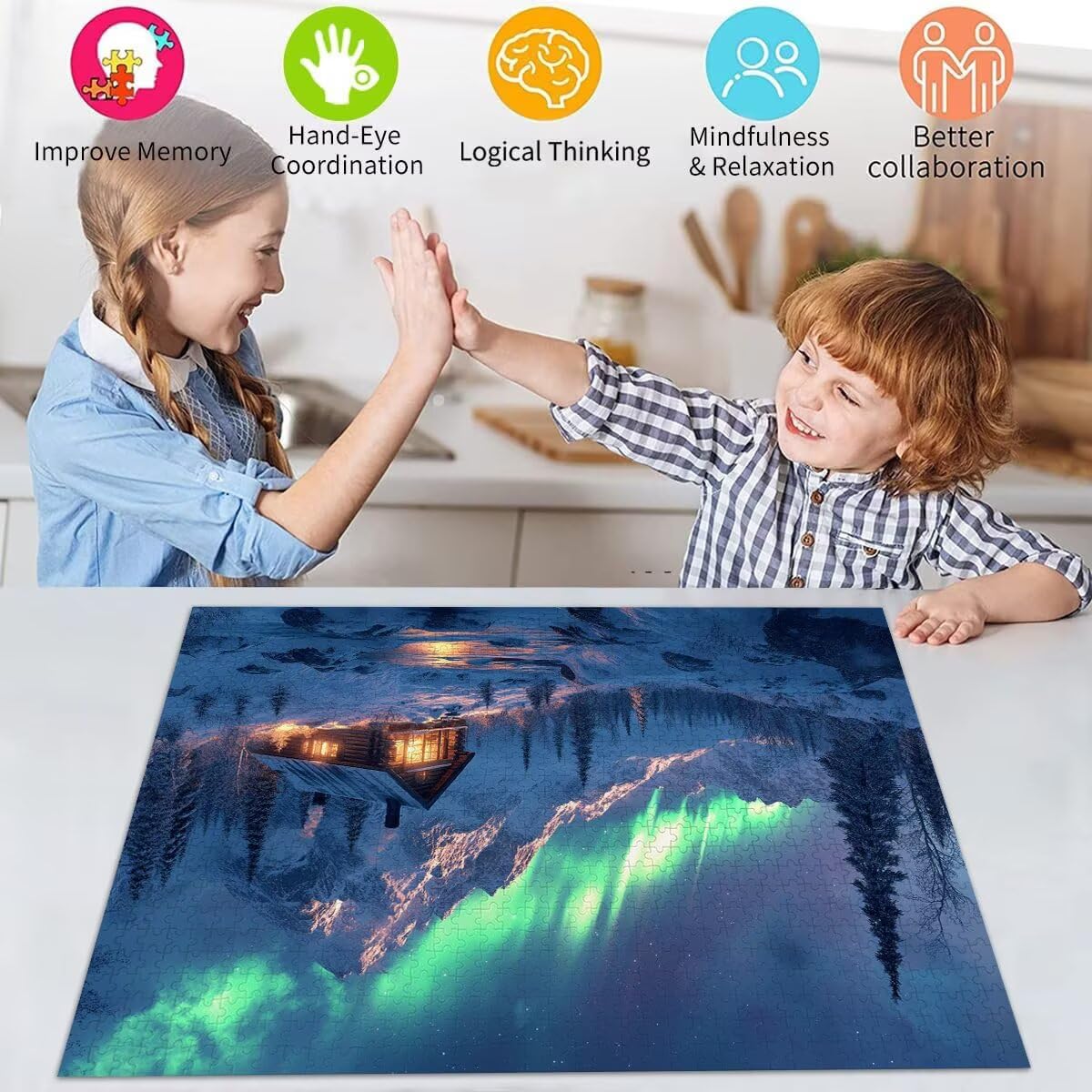Puzzle Erwachsene 3000 Teile Aurora Sternenhimmel Educa Jigsaw für Kinder ab 8 Jahren Mädchen Jungen, Erwachsene Impossible Klassische Puzzles, Anspruchsvoll Spielspaß, Als Geschenke 81x122cm t-376