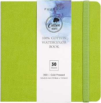 Watercolor Journal, Fuumuui 5.5"x5.5" Watercolor Book with 30 Sheets 140 LB 300 GSM Cotton Paper for Painting, Drawing, Art Journaling, Sketchbook As Travel Notebook