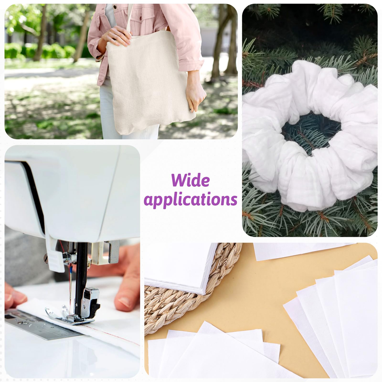 100 Pcs 5-inch Cotton Fabric Squares, Precut Quilting Squares Charm Packs Solids White, 5″ Precut Cotton Fabric Square for Beginners DIY Sewing Embroidery Patchwork Scrapbooking Craft — view 6