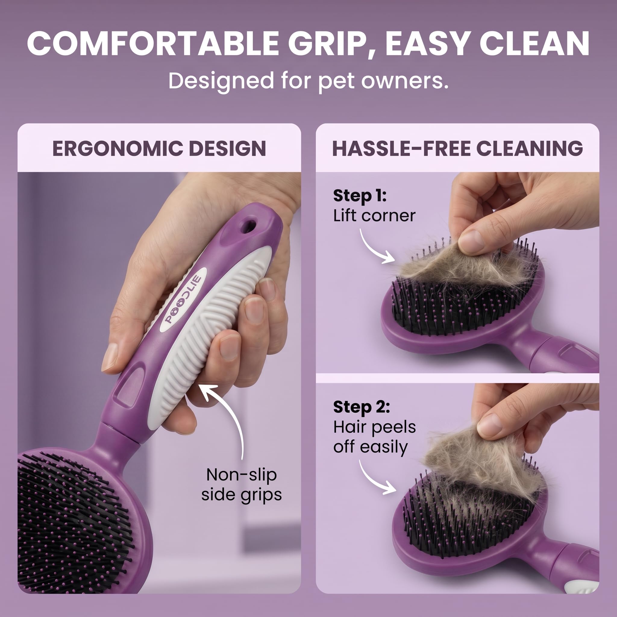 Cepillo de cerdas redondas para mascotas para perros y gatos – Cepillo suave para perros para aseo de pelo corto o largo – Herramienta suave para piel sensible, elimina la caspa, la suciedad y