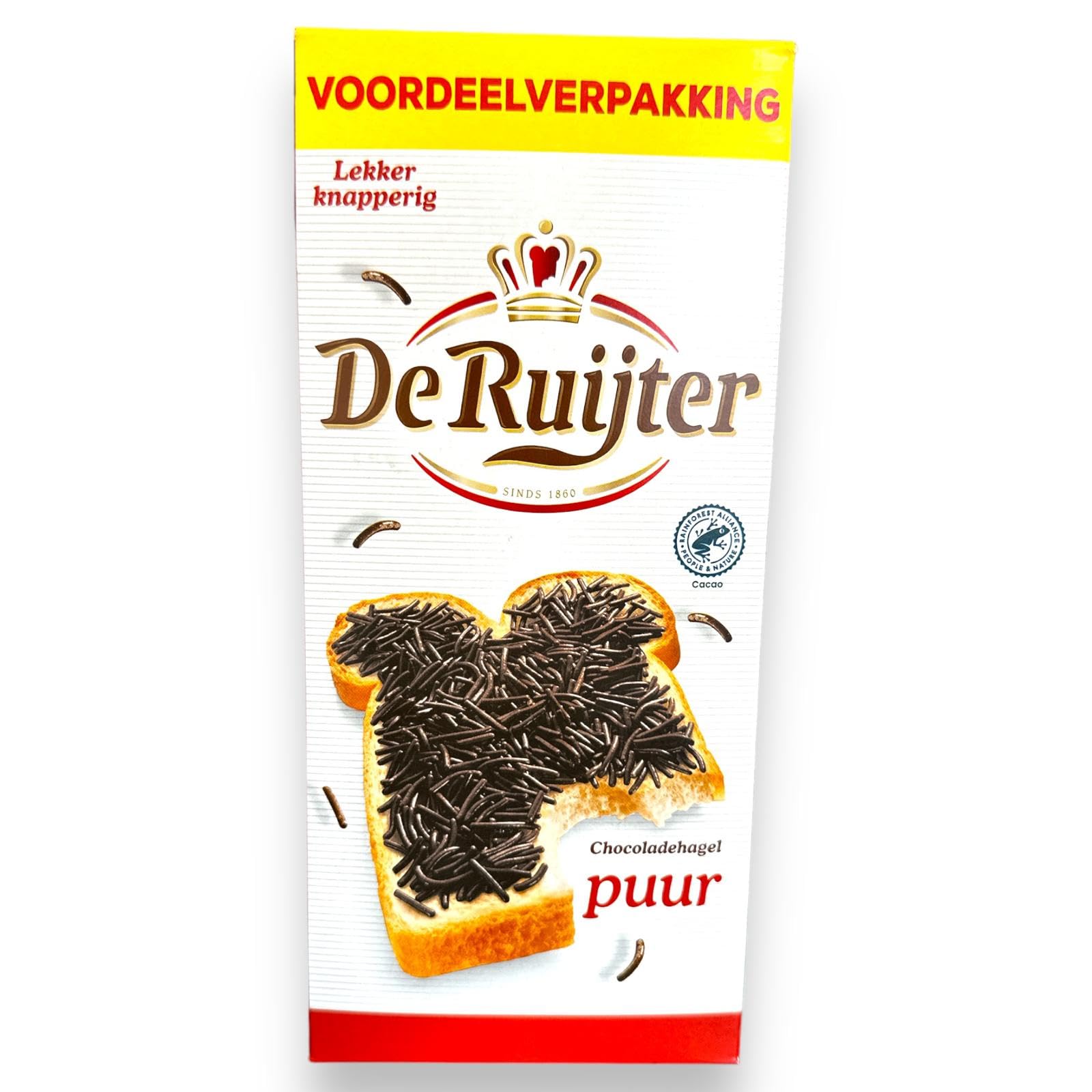 DE RUIJTER Chocoladehagel Puur Emballage économique XXL avec 610 g I Écrustement amer I Hagelslag des Pays-Bas